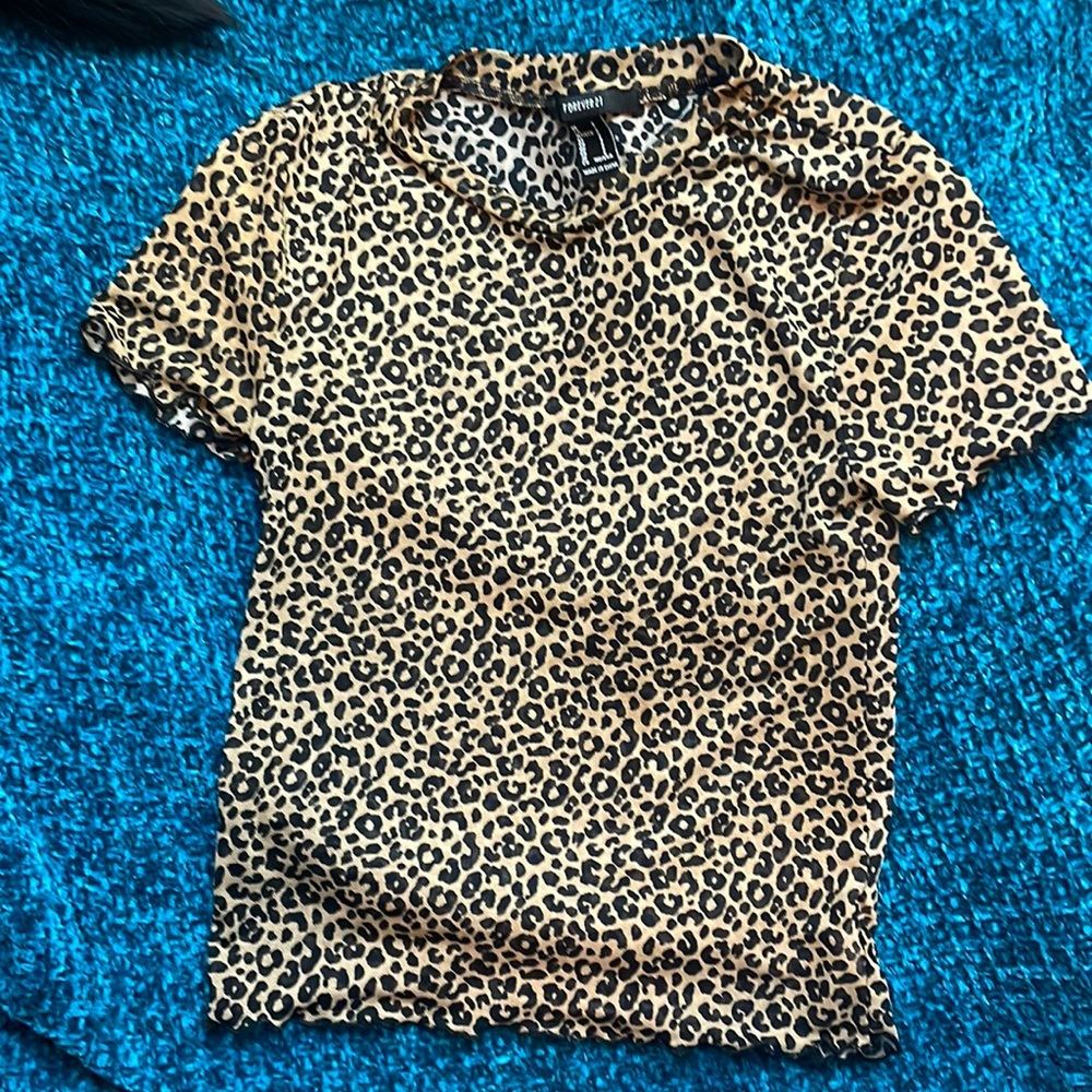 Leopard print mesh top